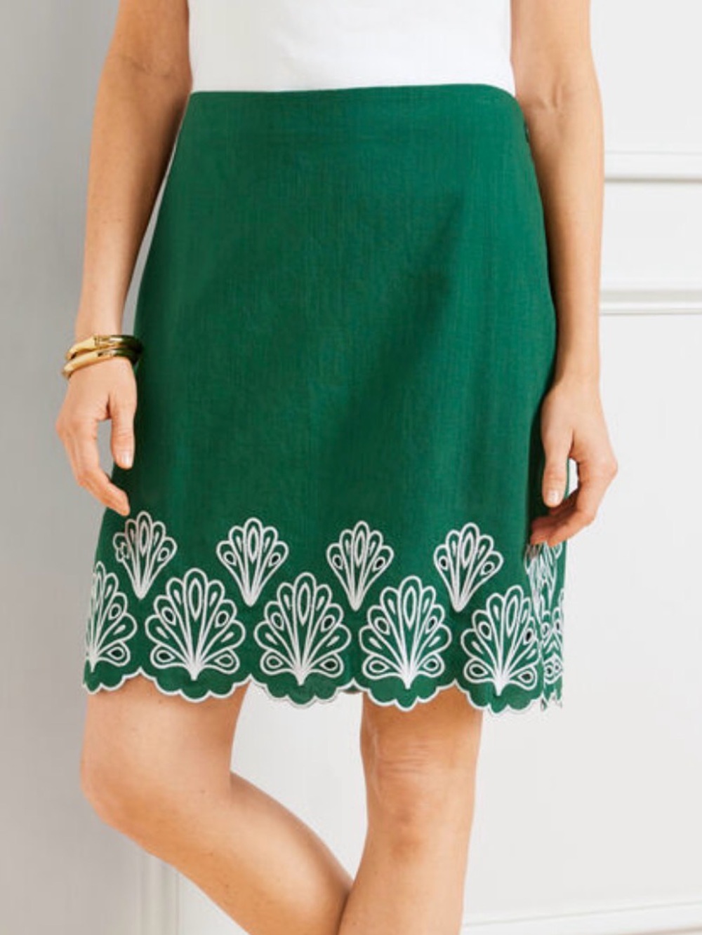 Talbots Embroidered Linen Cotton Blend Skirt Size 22W